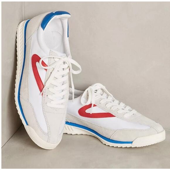 NWT Tretorn Rawlins 2.0 Sneakers Retro Red White Blue Women’s Size 8.5 - Picture 2 of 8